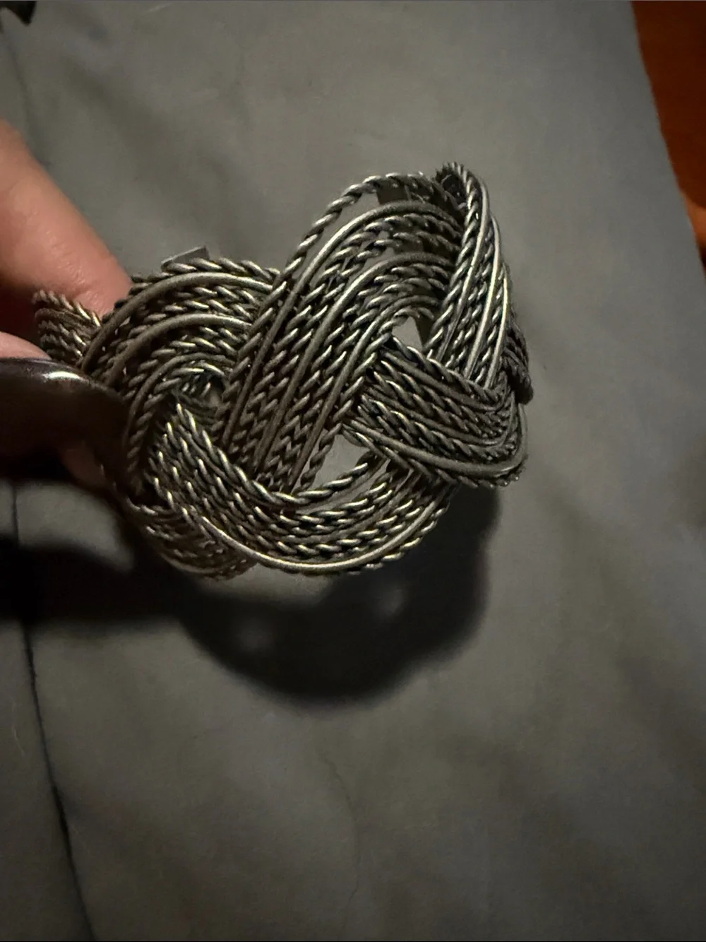 Braided Knot Statement Cuff Bracelet in Silver Tone